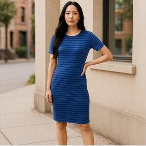 Lularoe Women’s Blue Stripe Tee Shirt Dress Size XS